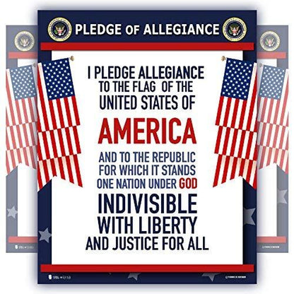Pledge of Allegiance United States Laminated Classroom Teacher Poster - Young N' Refined