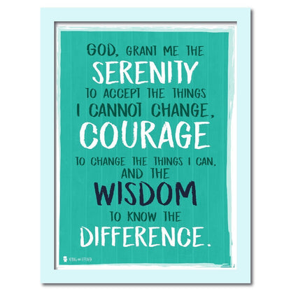 Serenity prayer wall art perfect for decorating kitchens homes bathrooms bedrooms hallways Aqua - Young N' Refined
