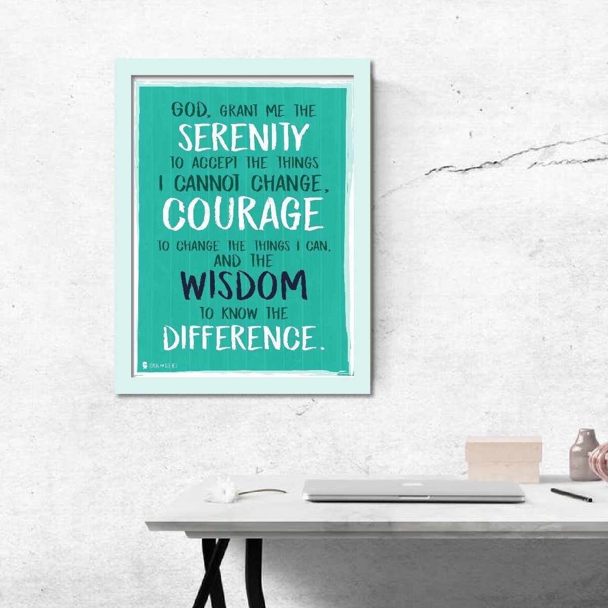 Serenity prayer wall art perfect for decorating kitchens homes bathrooms bedrooms hallways Aqua - Young N' Refined