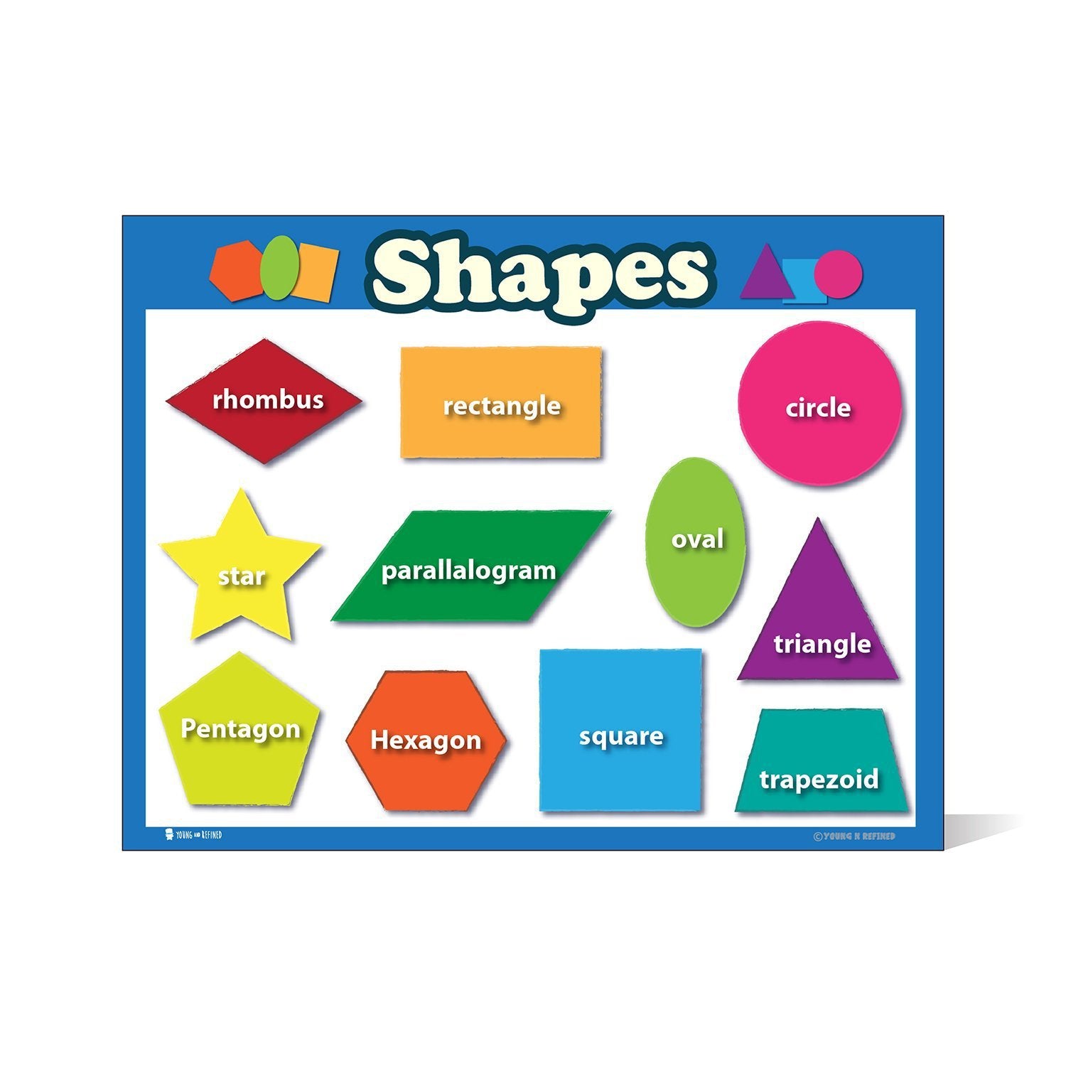 Colorful Shapes Toddler Chart Laminated Classroom Teacher Poster - Young N' Refined