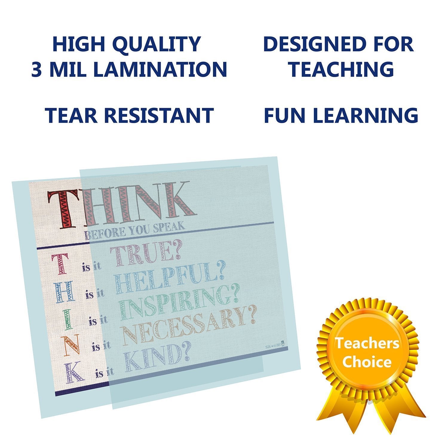 Think before you speak LAMINATED motivational chart BURLAP classrooms and educators poster - Young N' Refined