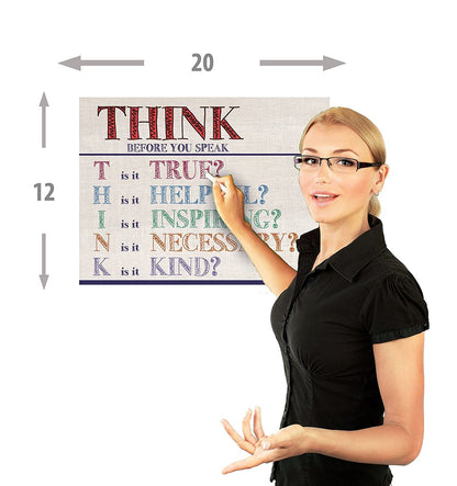 Think before you speak LAMINATED motivational chart BURLAP classrooms and educators poster - Young N' Refined