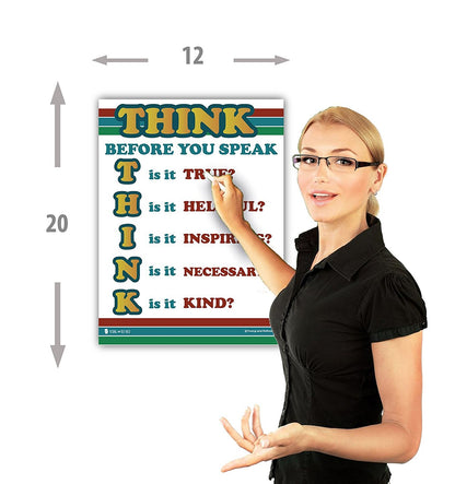 Motivational Think Before You Speak Chart Laminated Classroom Poster - Young N' Refined