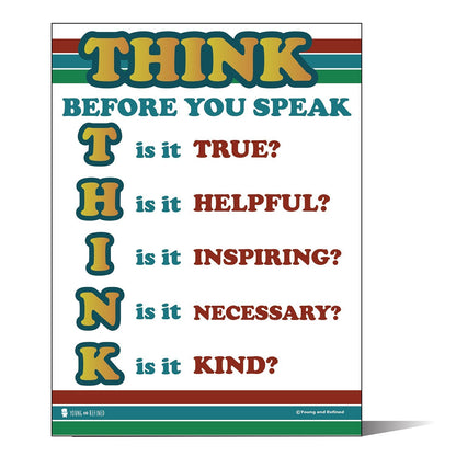 Motivational Think Before You Speak Chart Laminated Classroom Poster - Young N' Refined