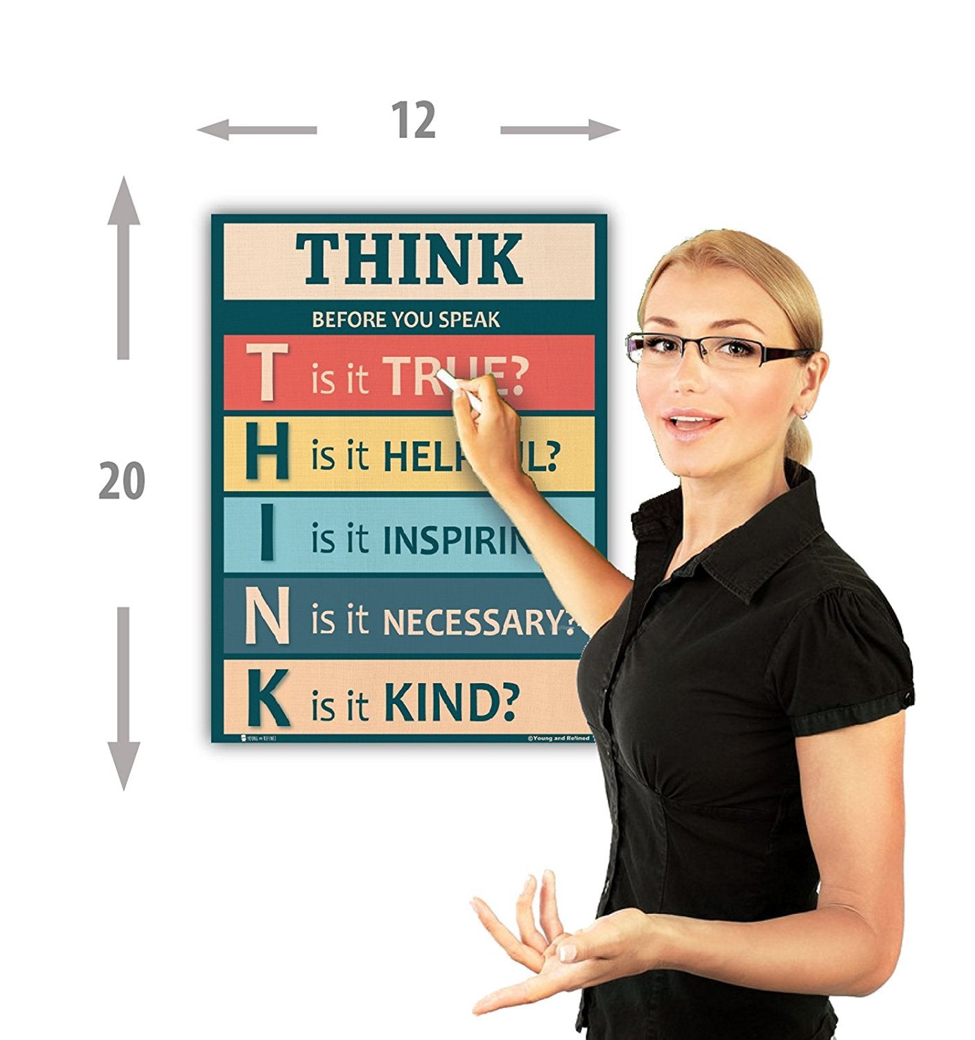 Motivational Think Before You Speak Chart Laminated Classroom Poster - Young N' Refined