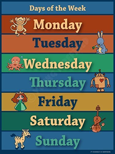 Vintage Days of the Week Chart Laminated Classroom Poster - Young N' Refined