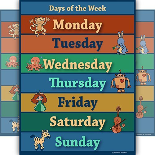 Vintage Days of the Week Chart Laminated Classroom Poster - Young N' Refined