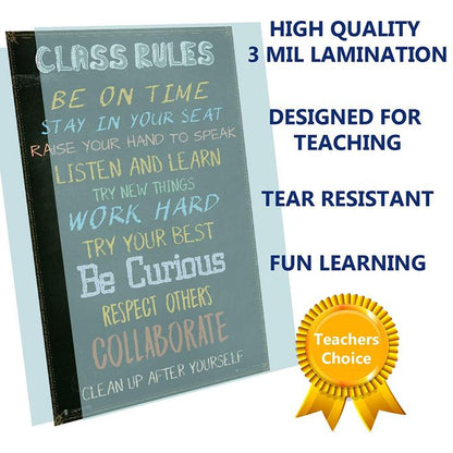 Classroom Rules Chart Laminated Classroom or Study Hall Poster - Young N' Refined