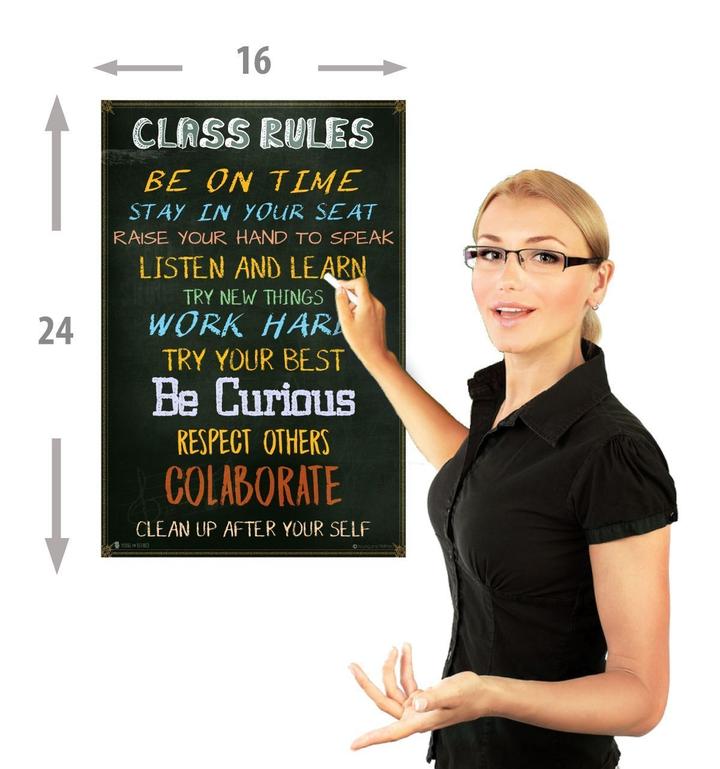 Classroom Rules Chart Laminated Classroom or Study Hall Poster - Young N' Refined