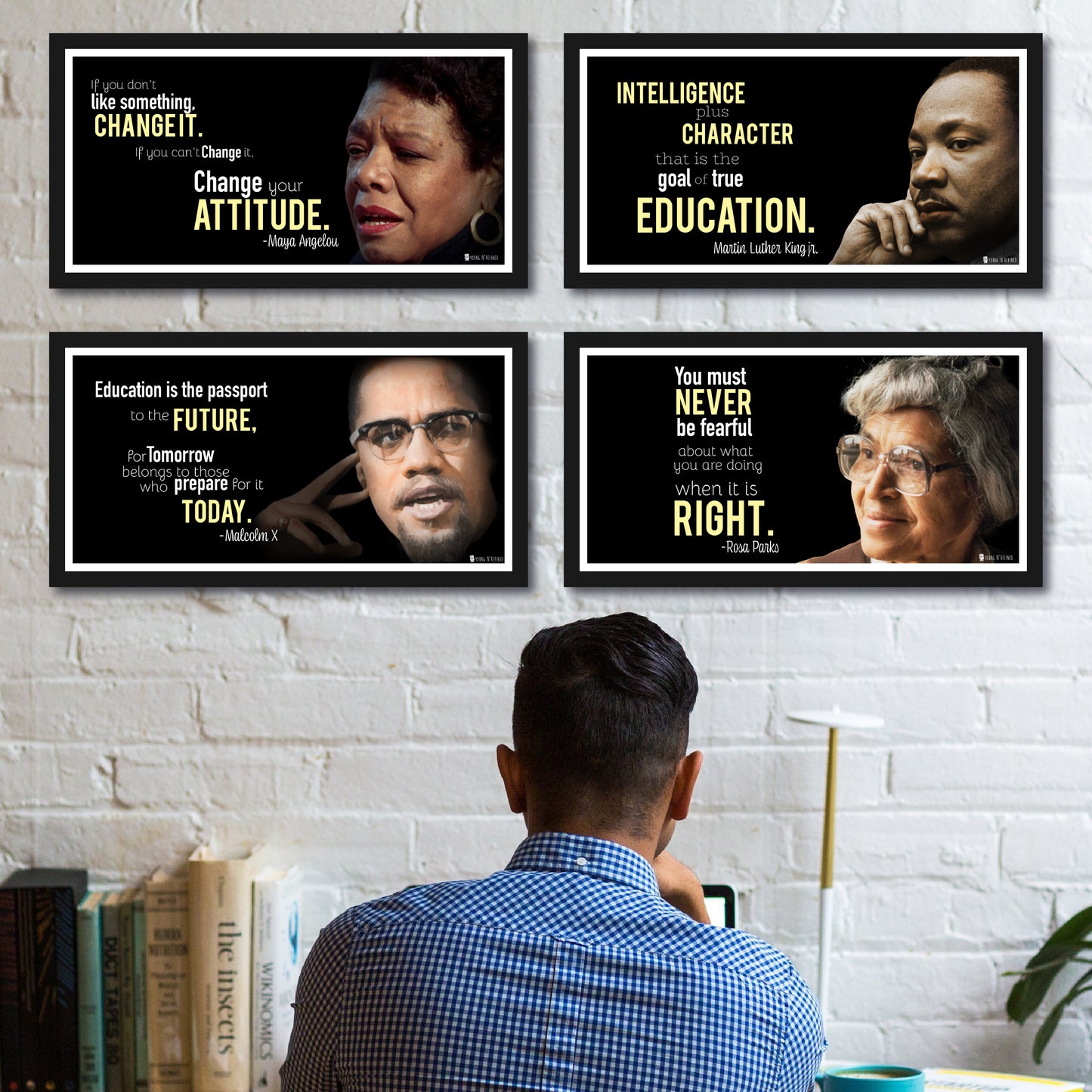 Quotes Prints of Civil Rights Heros (4 Inspiring Collections of Famous Quotes), Including Martin Luther King Posters, Rosa Parker, Malcolm X Posters and Maya Angelou Art Prints