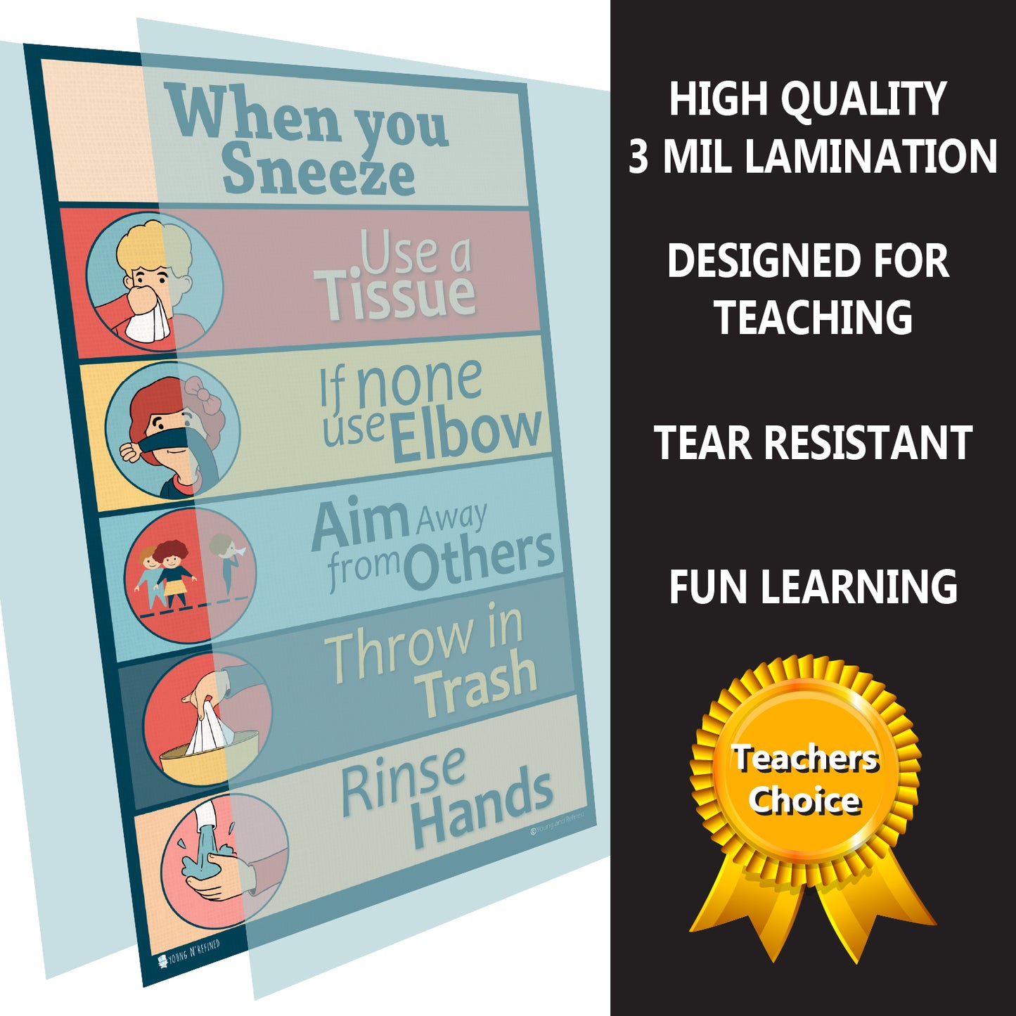 Classroom Rules posters 6 pack of laminated school signs  (9x19) Young N Refined