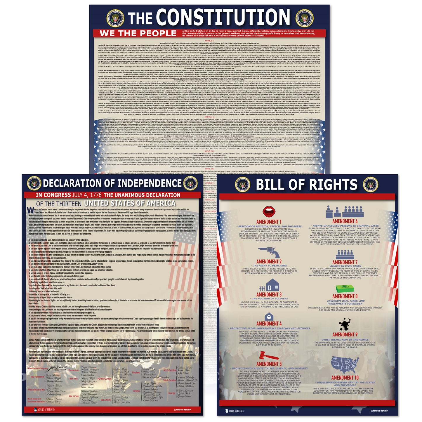 American Founding documents Laminated 3 pack