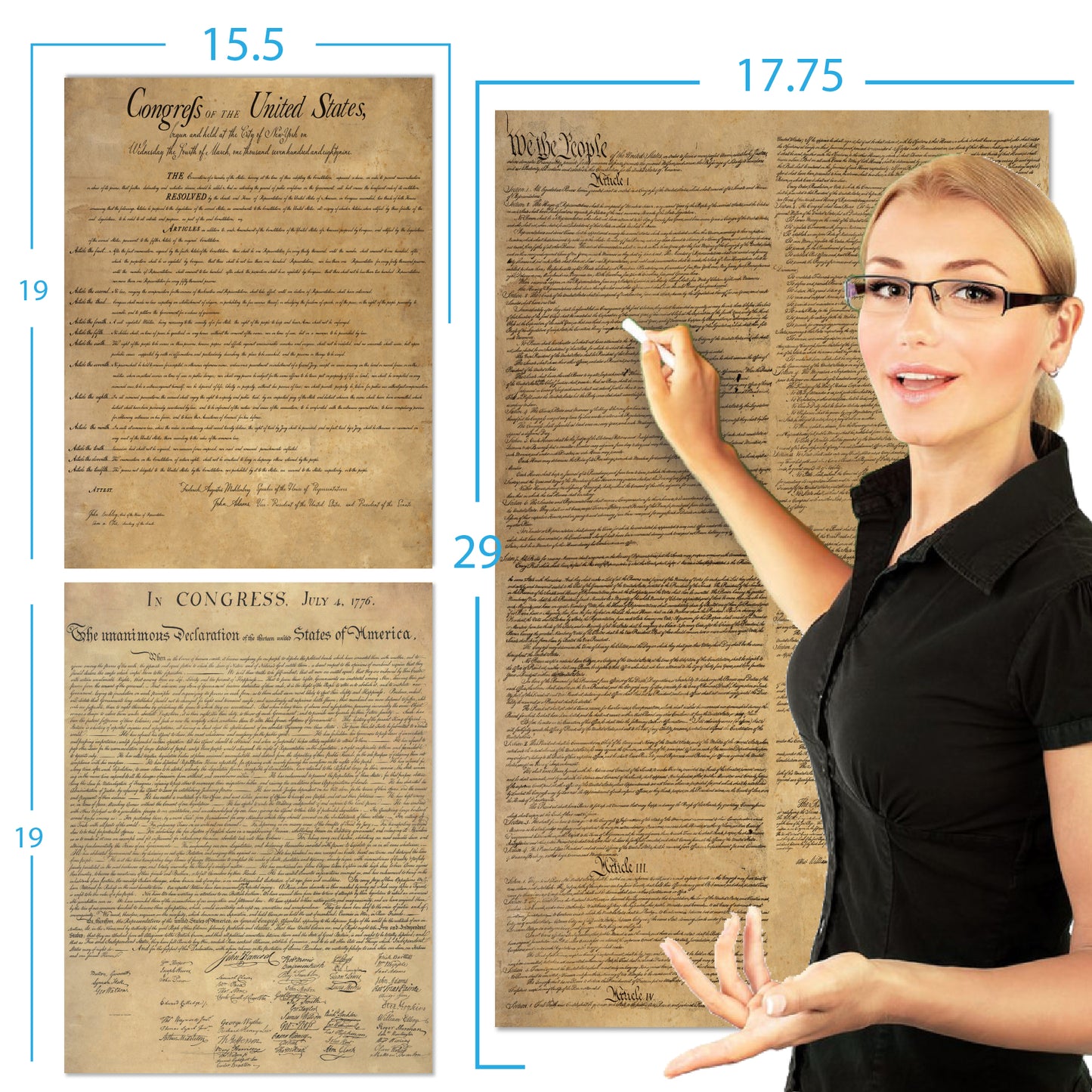 American Founding documents 3 pack Laminated replica