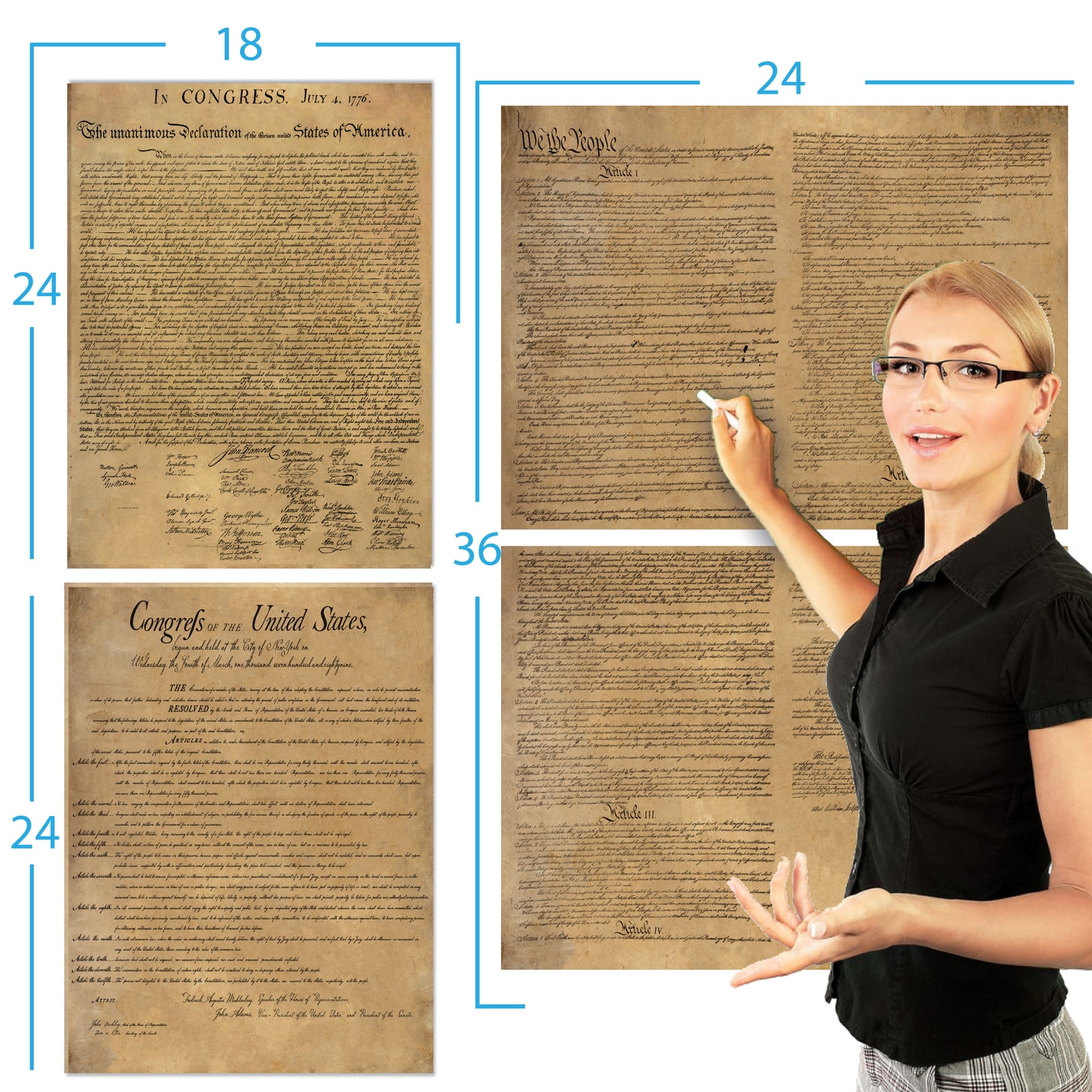 American Founding documents 3 pack Laminated replica