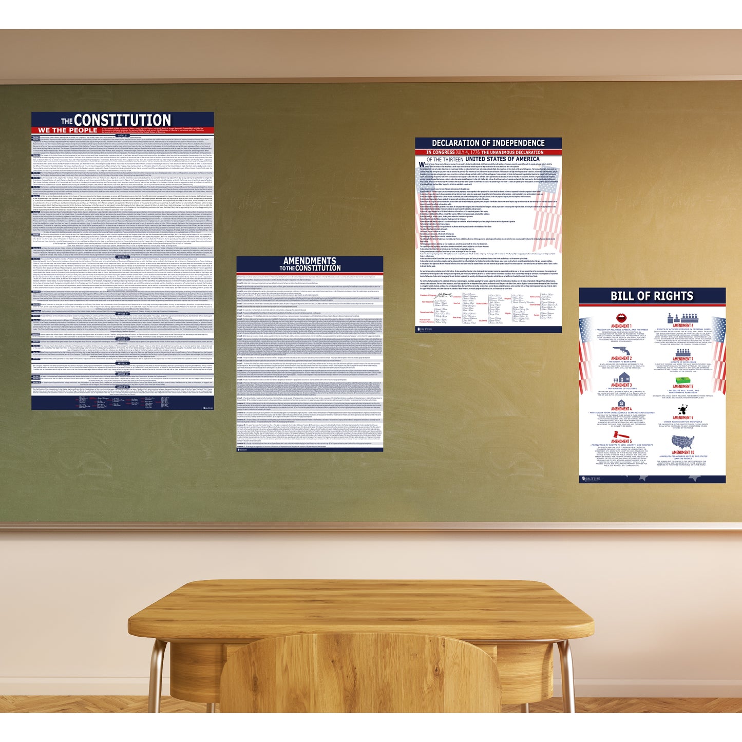 American Founding documents LARGE Laminated 4 Pack