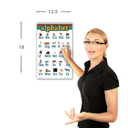 10 Educational Posters for kids  Alphabet, Numbers 1-100, Days of week, Months, count 1-10, Money, shapes 2D 3D, Feelings, Farm Animals, Colors Young N Refined (Glossy Paper 13x18)