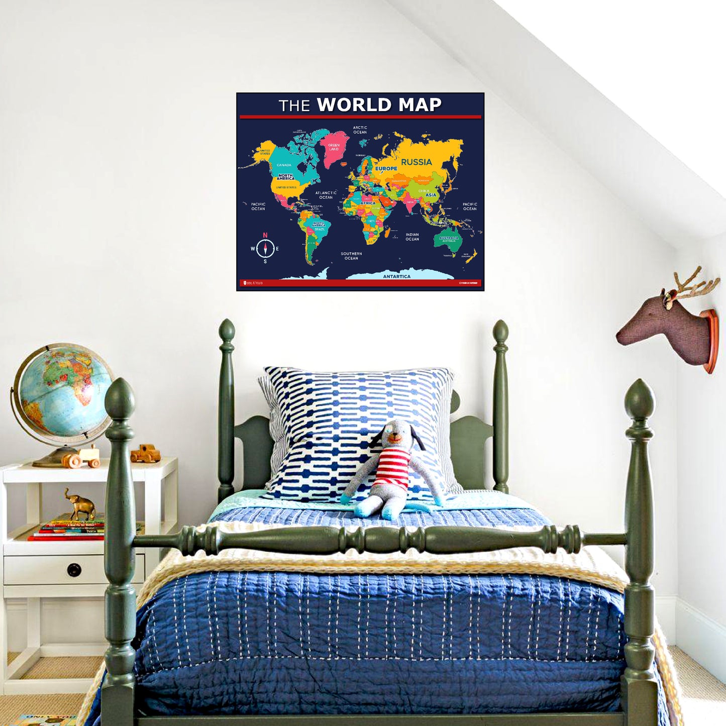 World map poster for kids Laminated