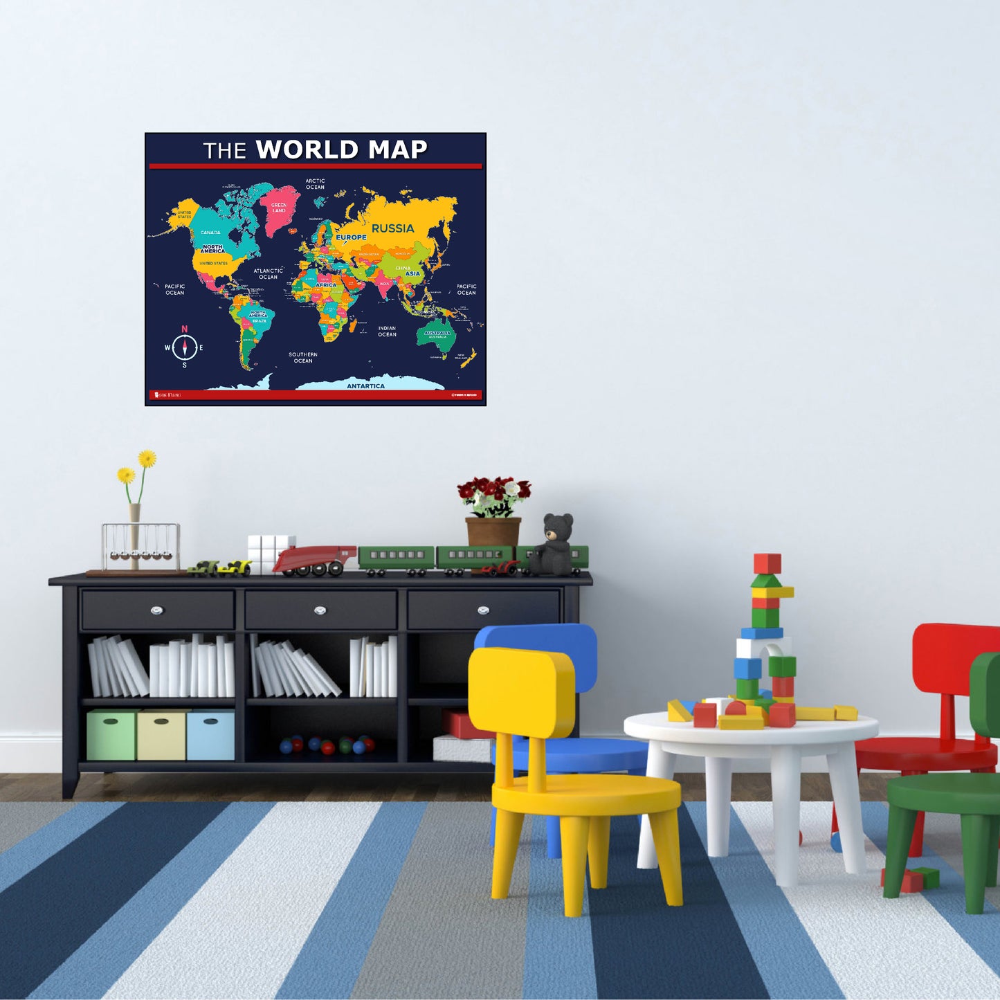 World map poster for kids Laminated