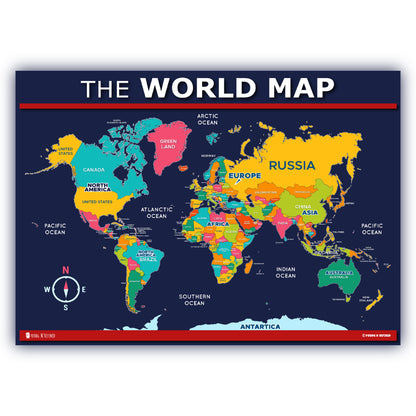 World map poster for kids Laminated