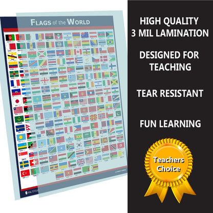 World Flags Educational Poster for kids
